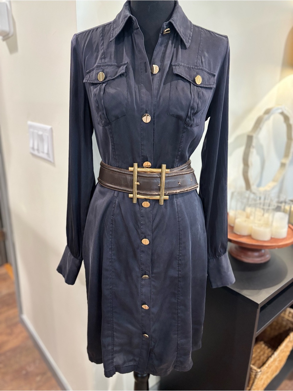 Marciano Vintage Silk black Shirt Dress